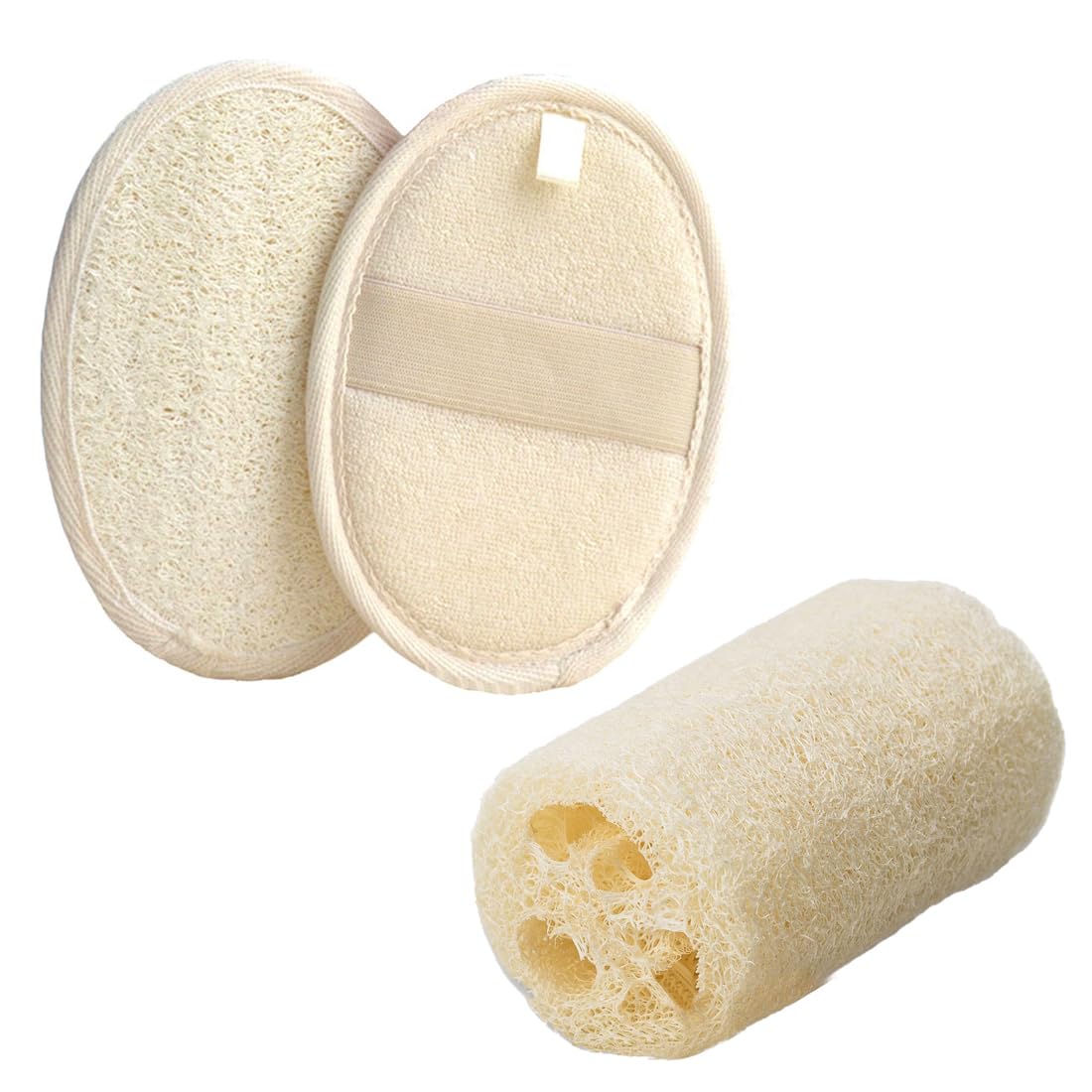 AAED 3 Piezas Esponja de Ducha Exfoliante Purificante Corporal de Lufa Natural para Mujeres y Hombres
