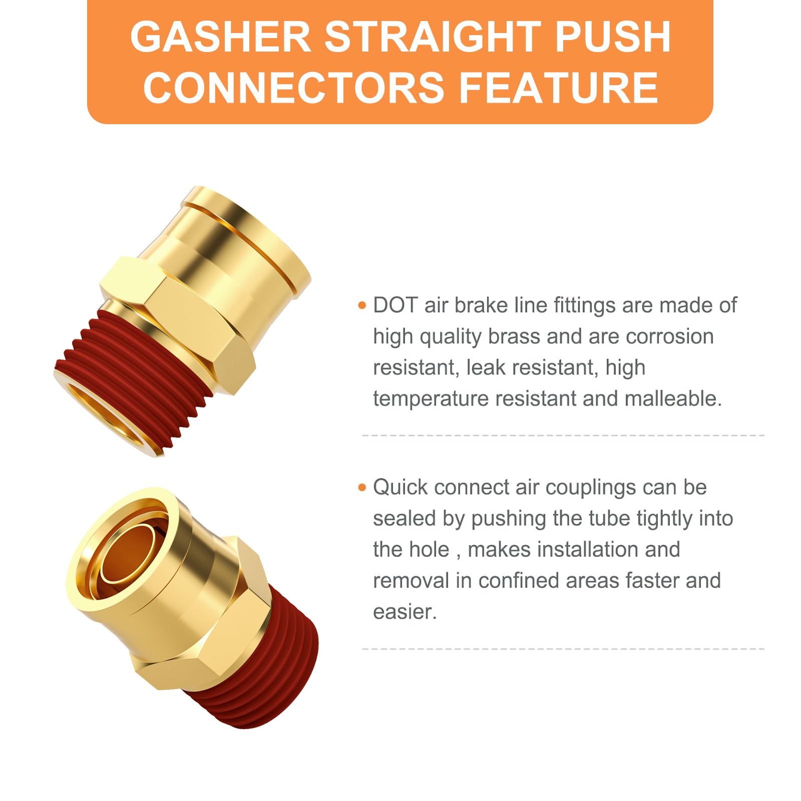 5/8" Tube O.D. X 3/8 MPT, D.O.T. Air Brake Quick Connect Male Connector 1868x10x6  63797.1568390111 - Foto 2
