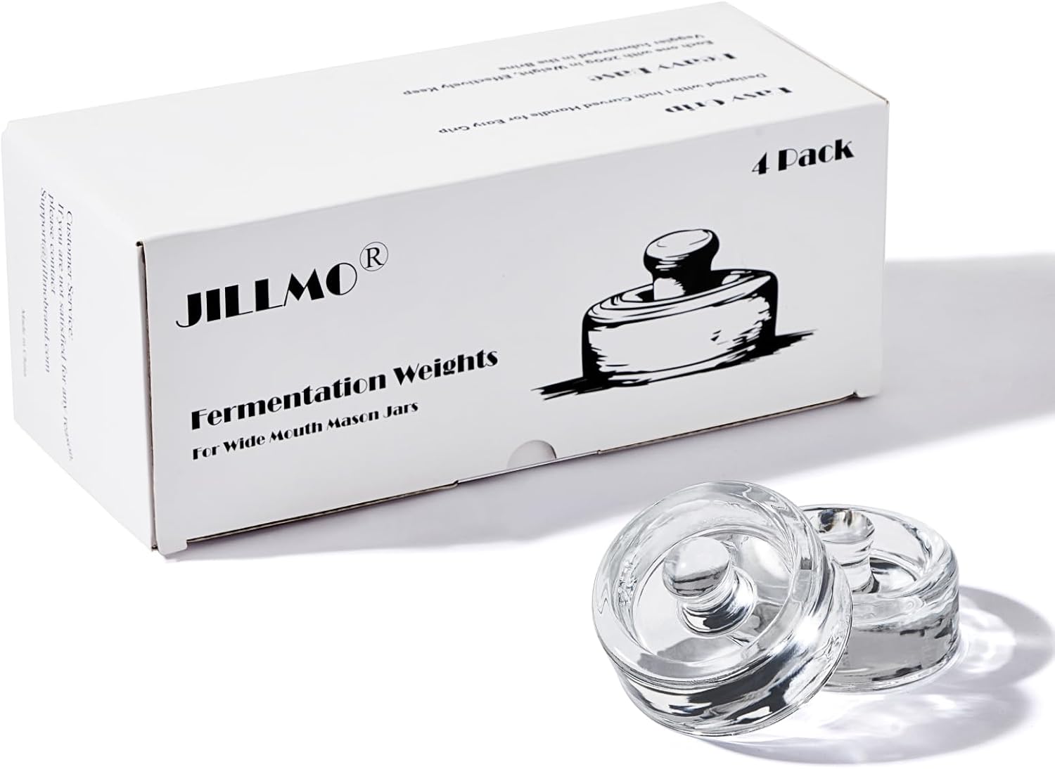 Jillmo Easy Grip Fermentation Weight for 1 Gallon Jars, 3inch Large and Heavy Glass Fermenting Weights for Large and Wide Jars, Pack of 4