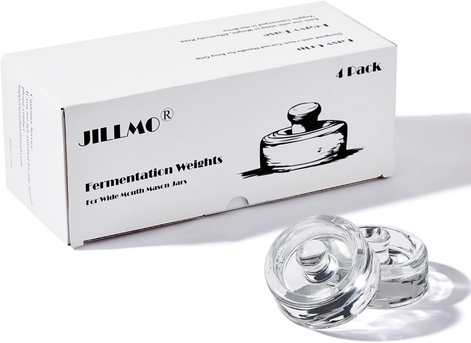 Jillmo Easy Grip Fermentation Weight- 4 Pack of Glass Weights for Wide Mouth Mason Jars