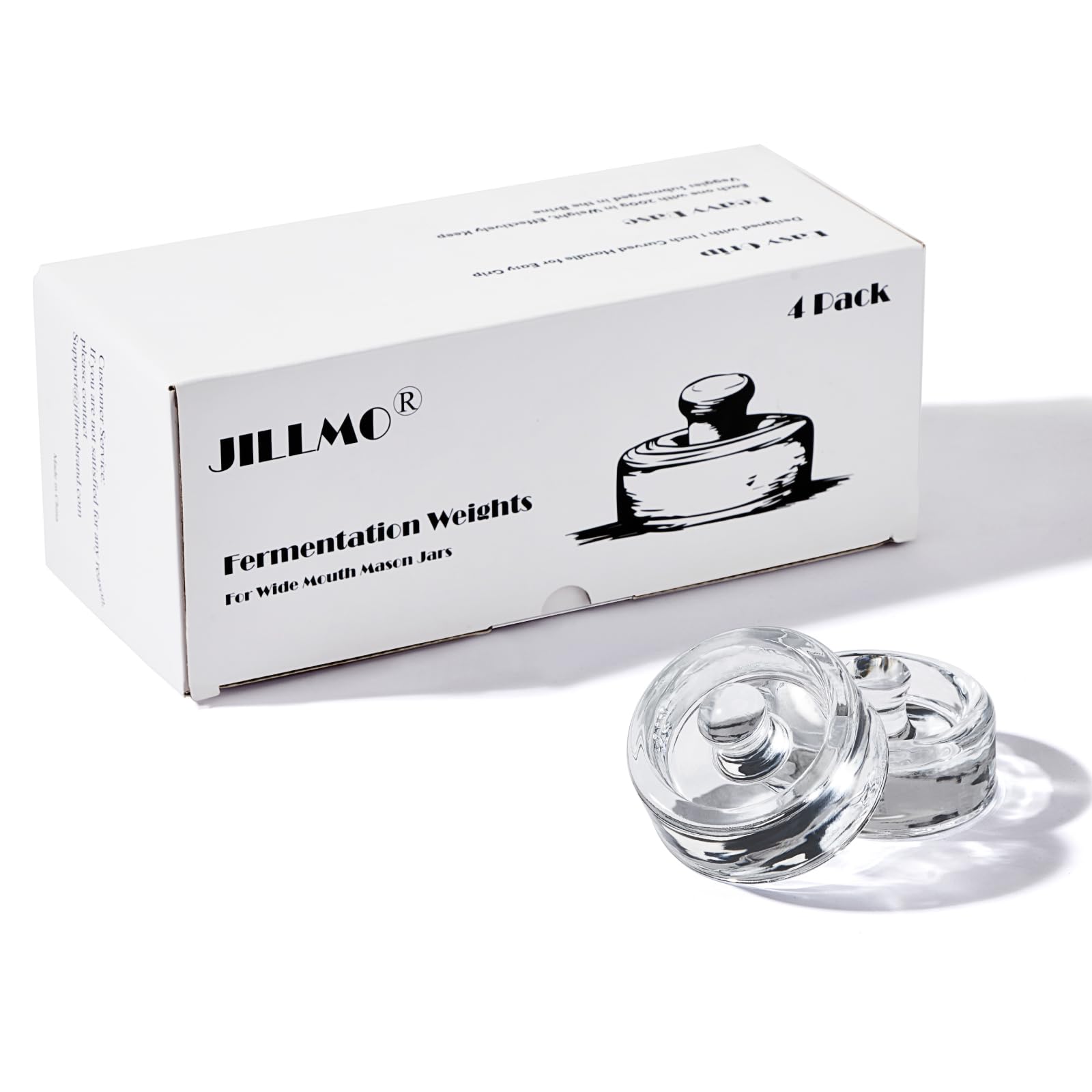 Jillmo Easy Grip Fermentation Weight- 4 Pack of Glass Weights for Wide Mouth Mason Jars