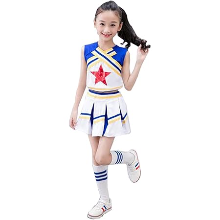 Amazon チア チアガール 衣装 ダンス衣装 キッズ セットアップ スカート チアリーダー コスチューム 女の子 男の子 チア衣装 子供 チアダンス 衣装 袖なし 女の子 110 キッズコスチューム おもちゃ