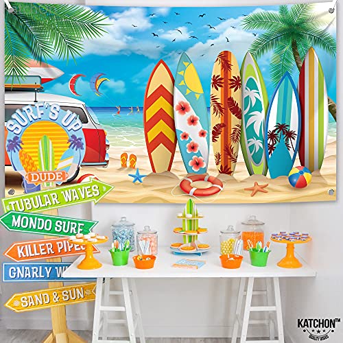Image of KatchOn, XtraLarge Beach Backdrop, 72x44 Inch - Beach Party Decorations | Surf Party Decorations, Beach Theme Party Decorations | Beach Party Backdrop, Hawaiian Party Decorations, Summer Party Decor