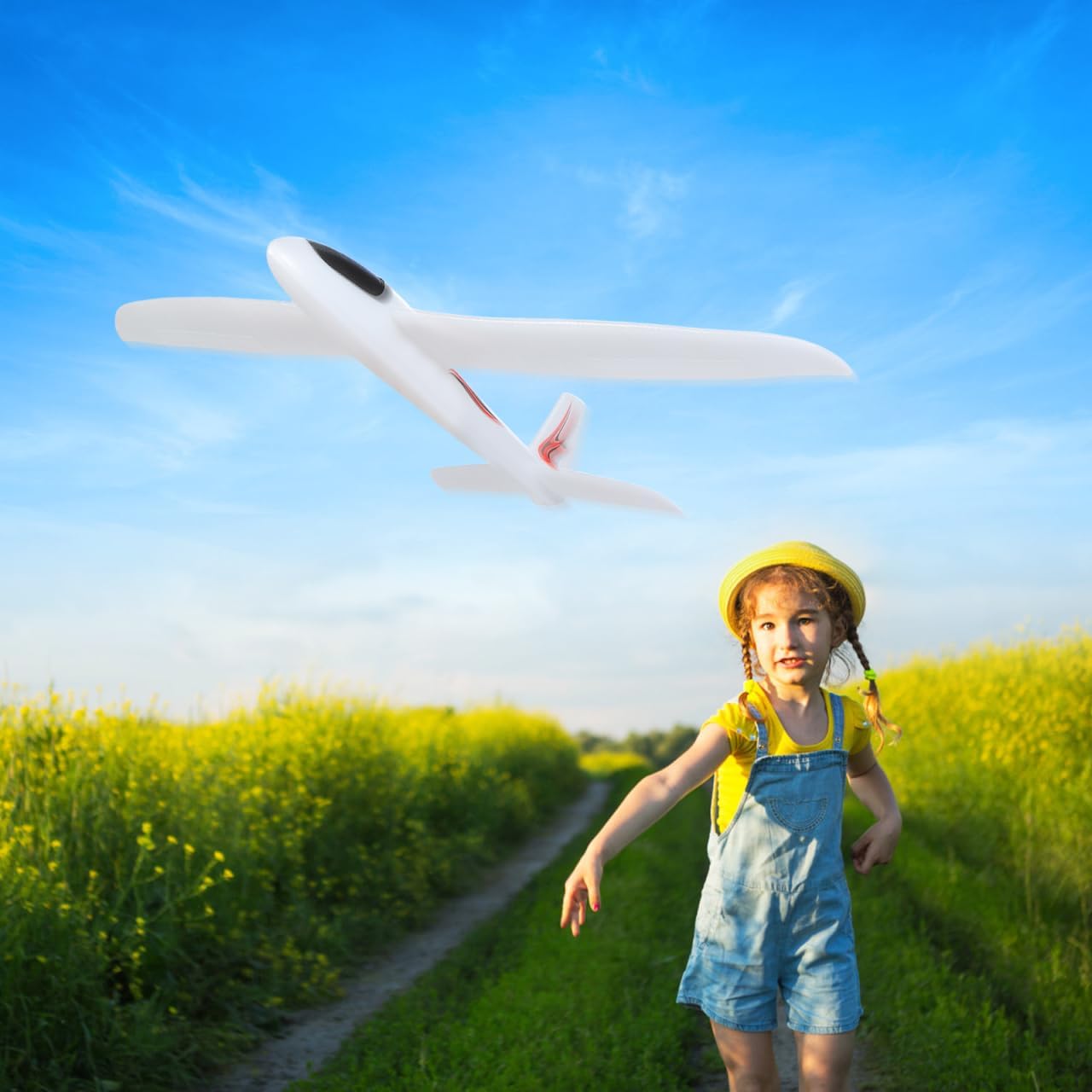 NUOBESTY 2 Pack Airplane, 39" Large Throwing Glider Plane Toy 2 Flight Modes Foam Glider Airplane for Kids Flying Plane Toys for Boys, Girls to Outdoor Play, Birthday Party Favor