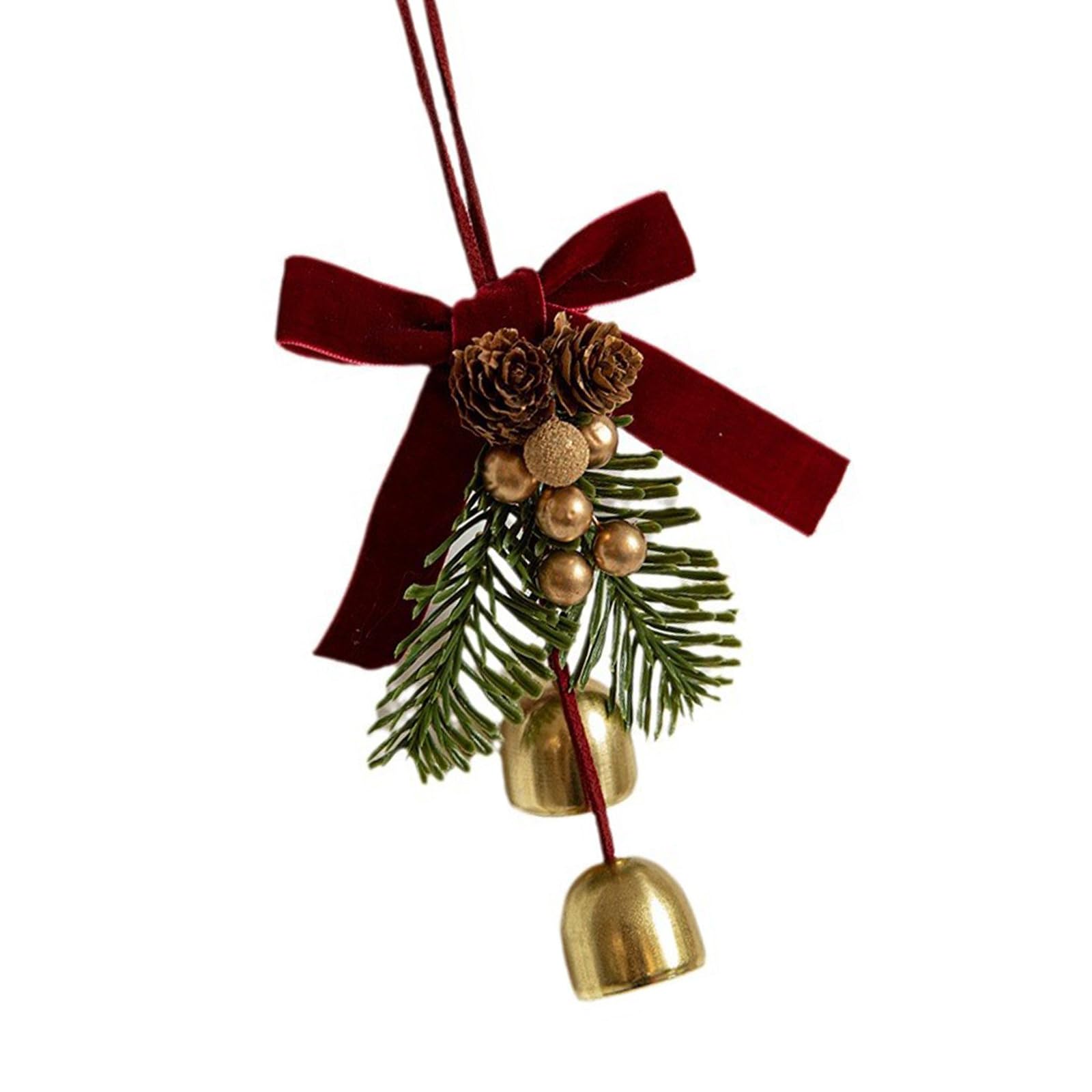 Christmas Tree Decoration Hanging Ornament Velvets Bowknot Pinecone Bells Pendant Holiday Decoration for Door Handle Christmas Tree Accessories