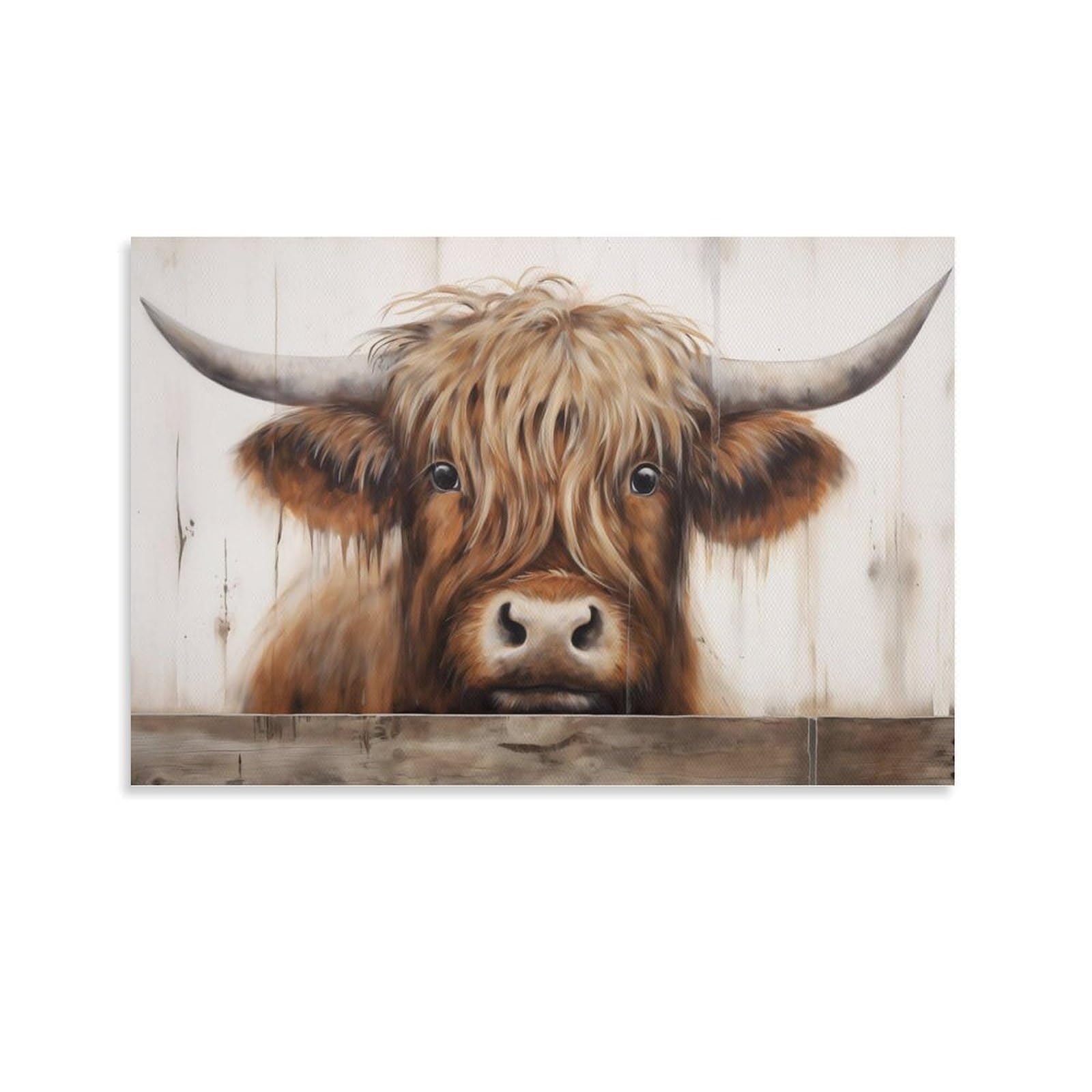 FUPMTKLT Highland Cow with Rustic Charm Country Canvas Poster Bedroom Decor Landscape Office Room Decor Gift 20x30inch(50x75cm)