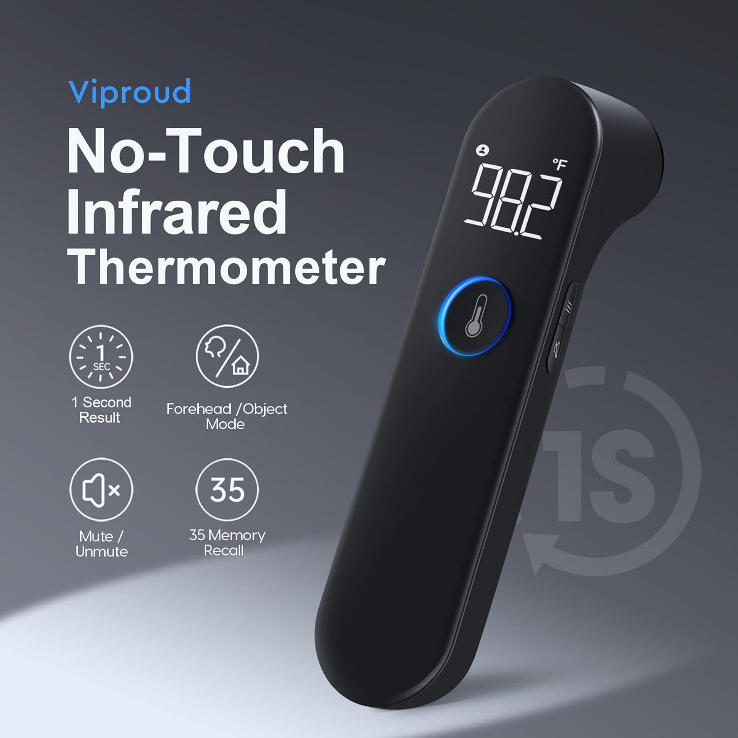 No-Touch Forehead Thermometer for Adults and Kids, Fast Accurate Baby Thermometer with Fever Alarm & Mute Mode - Take Quick Temperature Easily Black image 2 of 7 B0CKW3K16P