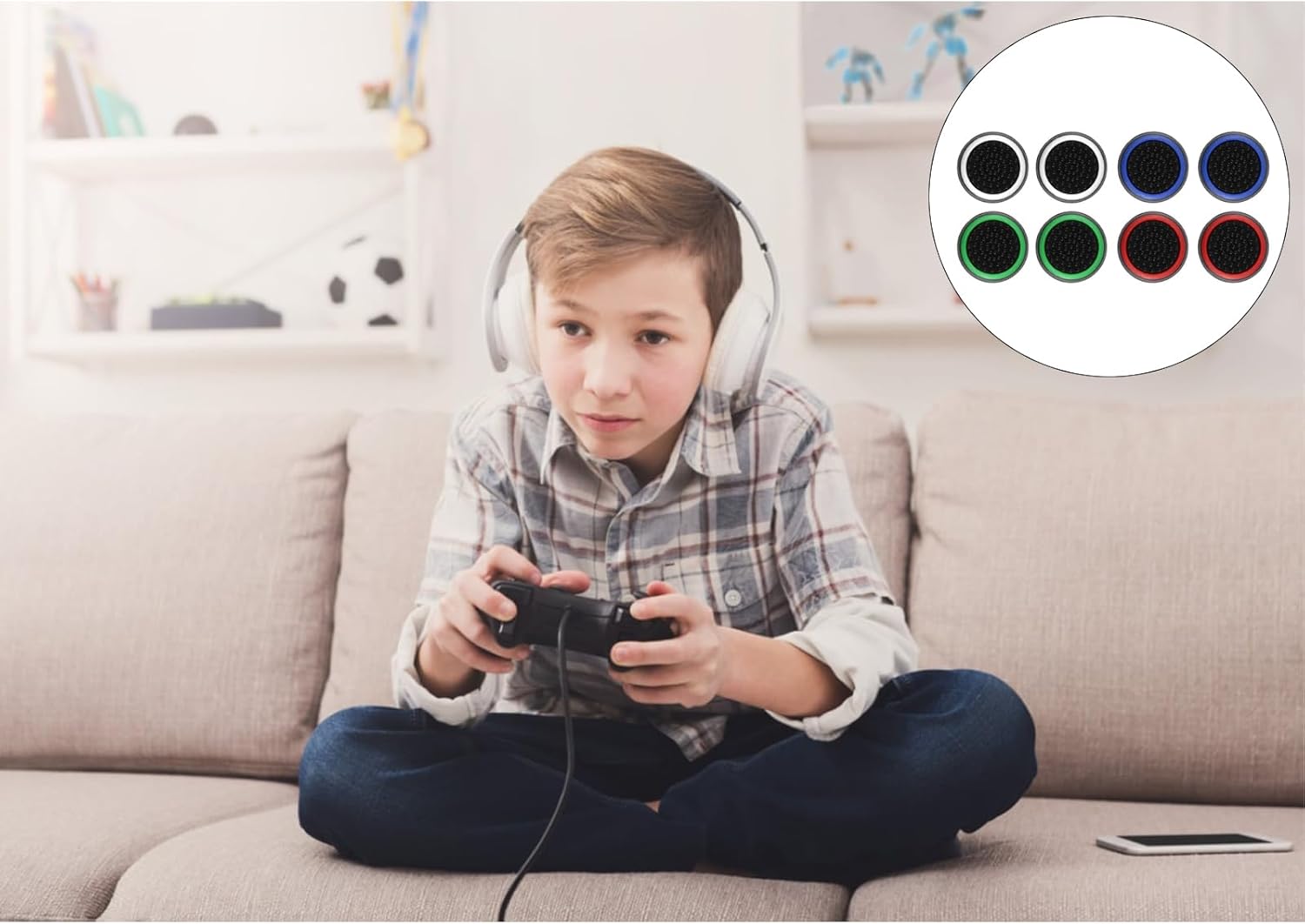 8 Pcs Silicone Thumb Grips for PS5, PS4 Controllers - Multifunctional Design Material, Compatible Devices PS5, PS4, 4 Colors