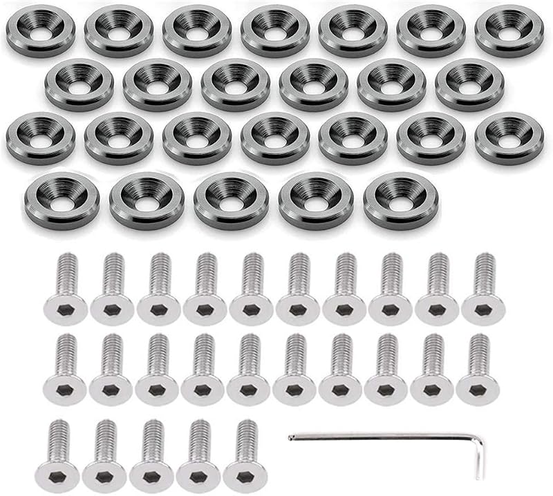 Kit de Parafusos com Arruela para Para-lama e Para-choque STETION M6x20 mm CNC – Cinza, 25 peças