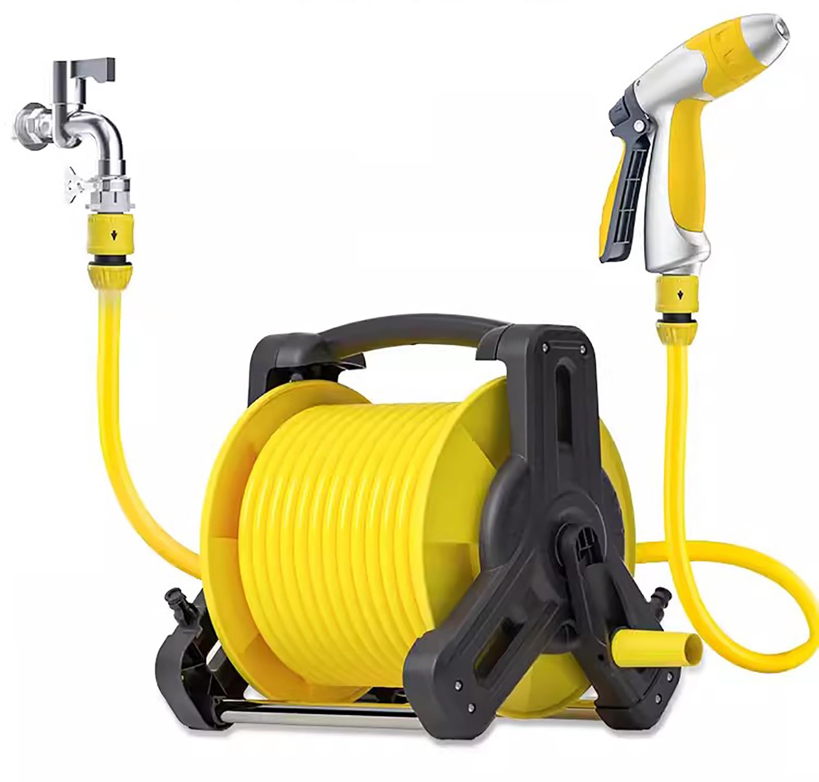 【新品】散水ホース 20m 角型 Johnlife ホースリール 180度回転 Johnlife 散水ホース 20m 屋外 ホースリール 家庭用 ホース 180