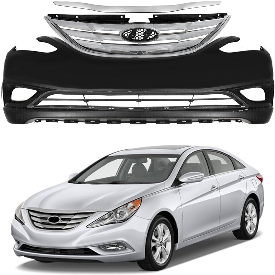 Front Upper Hood Molding Chrome Trim Fit for HYUNDA1 Sonata 2011-2013 HY1235101