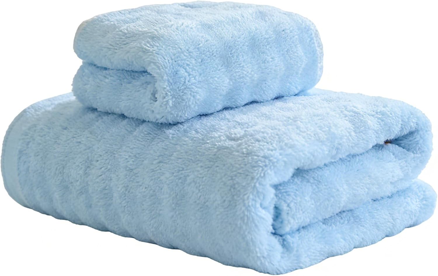 Soft Plush Bath Towels, Light Blue, 27.6x55.7 Inches