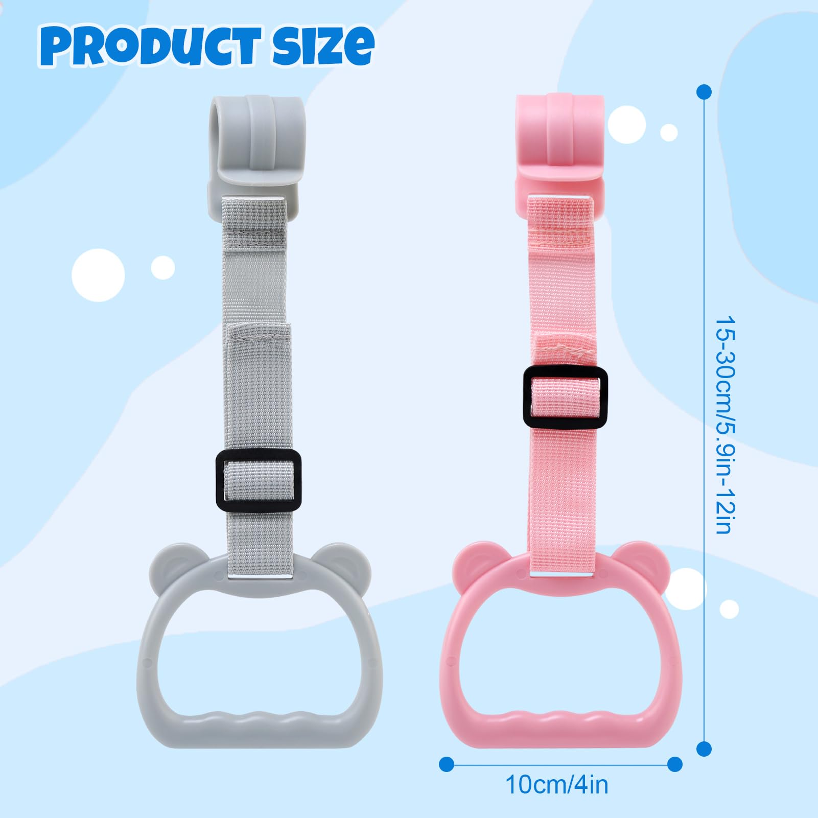 LEADSTAR 2 Pezzi Maniglie per Box Bambini, Anelli Ispessiti Appesi Sopra il Lettino da Campeggio Regolabili