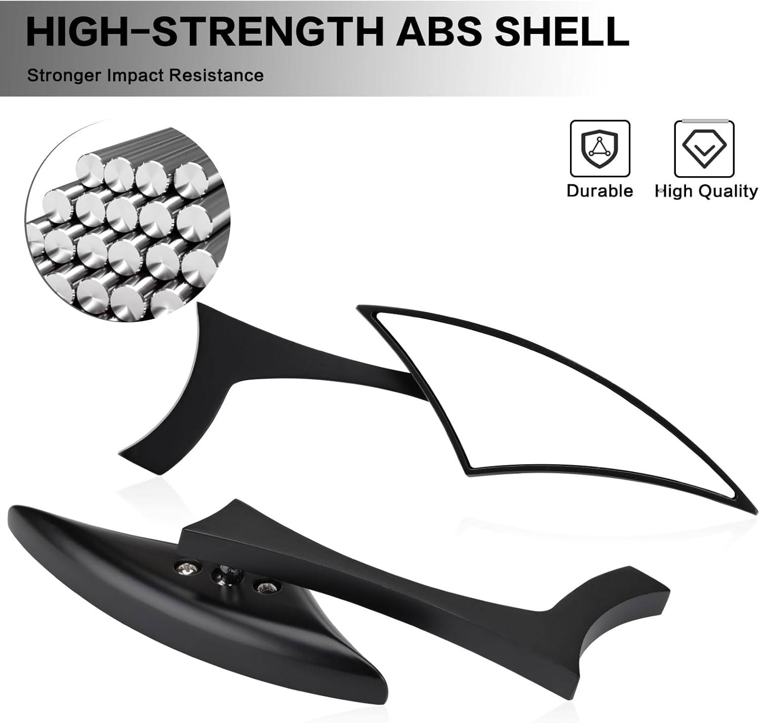 Motorcycle Blade Rearview Side Mirrors Universal 8mm/10mm Motorcycle Mirrors Fit for Cruiser Chopper Sportster Dyna Softail Street Bike Scooter Dirt Bike (Black)