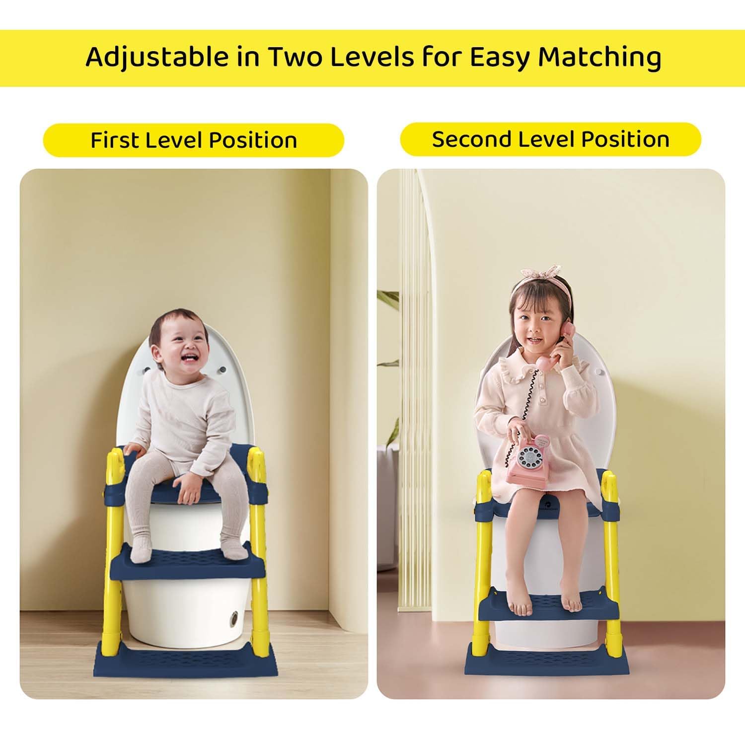 StarAndDaisy Potty Training Seat β Potty Seat for Kids 1-5 Years/Ladder Baby Potty Seat with Comfortable Soft Cushion, Anti-Skid Legs, Handles & Splash Guard 1