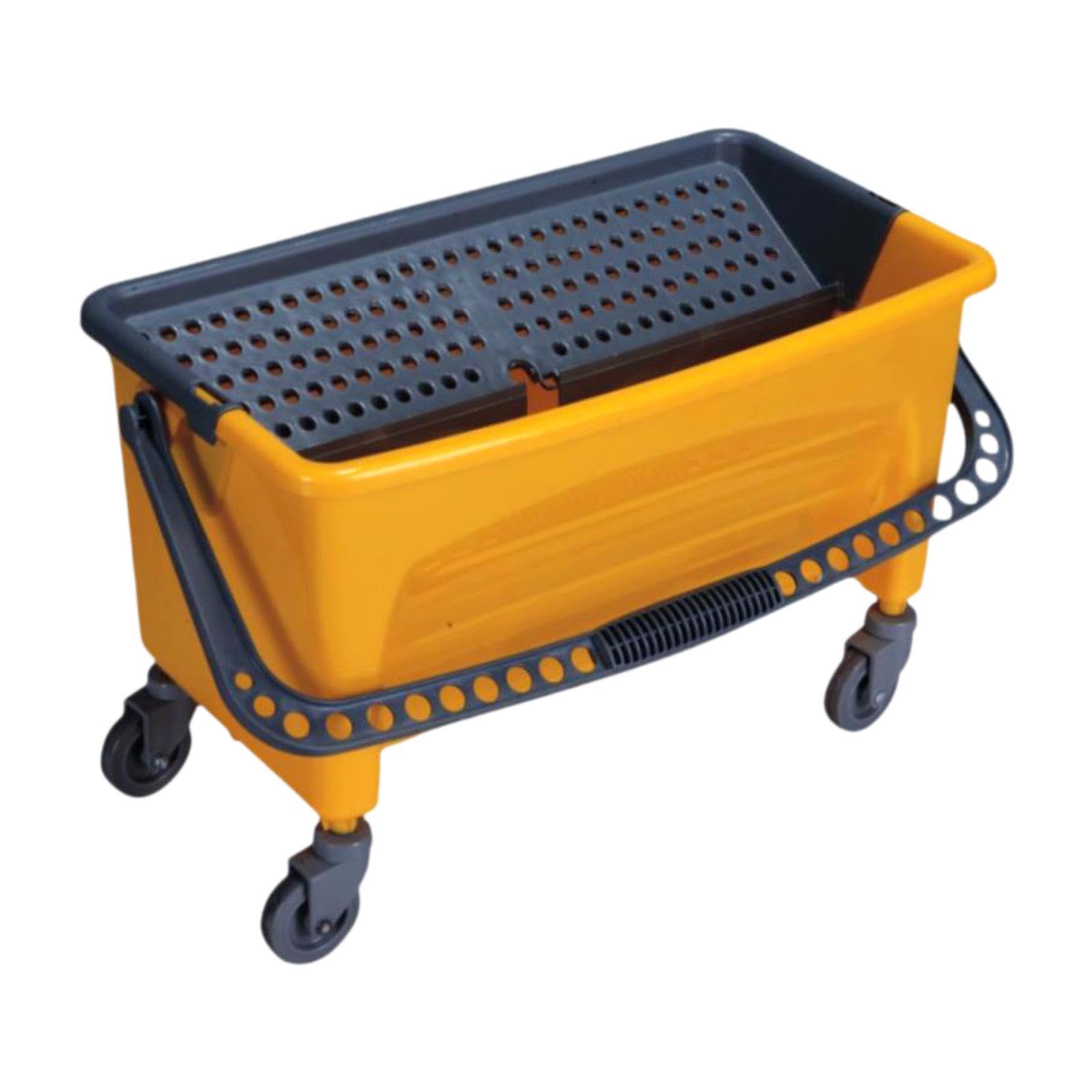 Cubo de Rectangular con Asa Reforzada Y Ruedas Giratorias Cubo Portátil con Escurridor Eficiente para Limpieza de Suelos Material PP, Amarillo, Individual