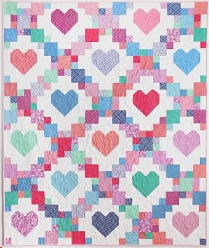 Heartsy Quilt Pattern, 12" Finished Blocks, Fat Quarter Friendly, Finish Quilt Size 5 Options from Crib to King, by Cluck Cluck Sew