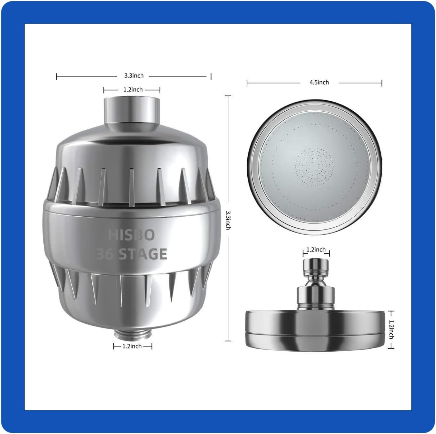 Juego de alcachofa de ducha filtrada de alto rendimiento, filtro de cabezal de ducha avanzado de 36 etapas y filtro de agua de 3 etapas para agua dura, elimina cloro, fluoruro, metales, infusión de