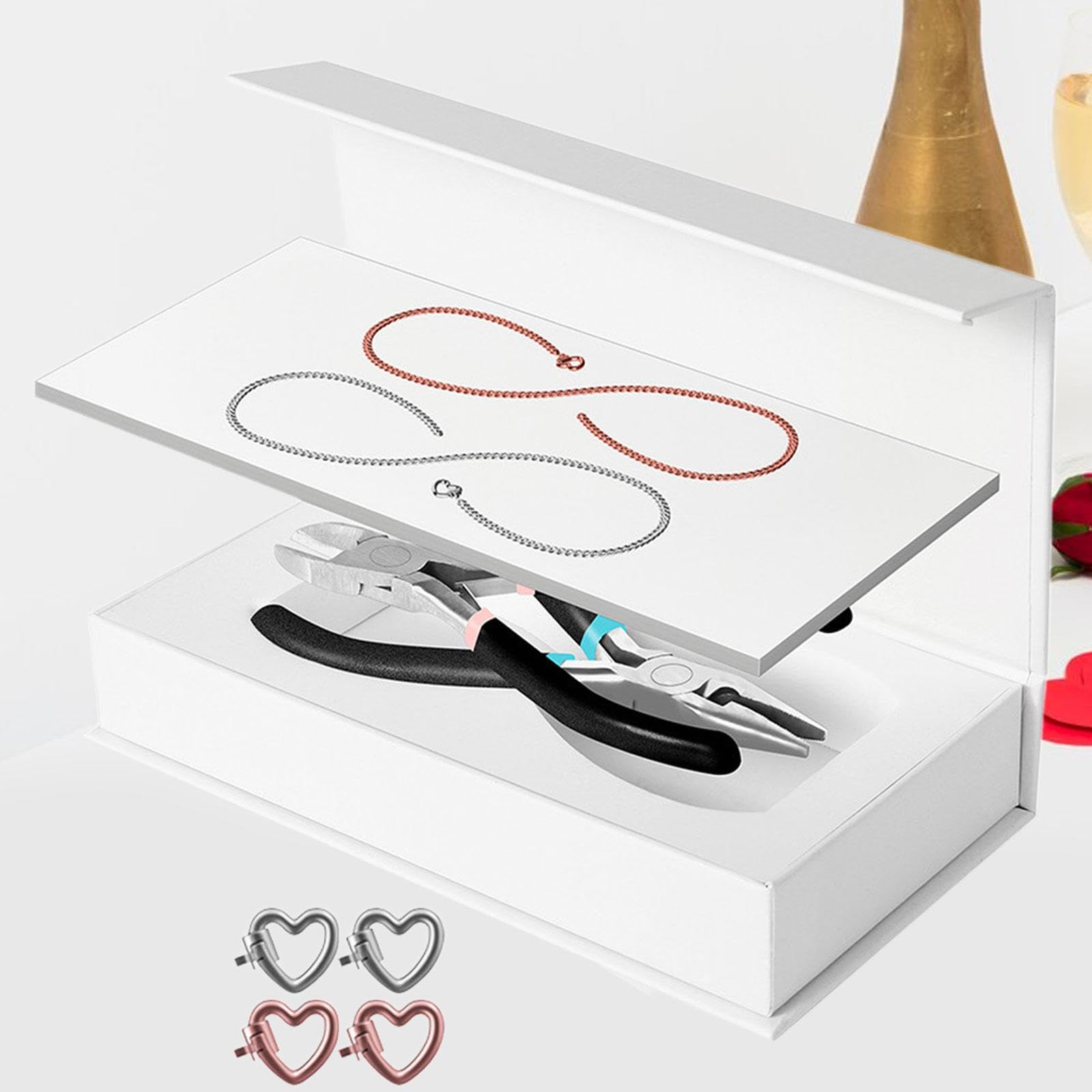 Set di braccialetti permanenti per coppie, kit per la creazione di gioielli, serate romantiche, anniversari, idea regalo premurosa, kit per, 1 Argento 1 Oro Rosa, Lunghezza della catena: 23