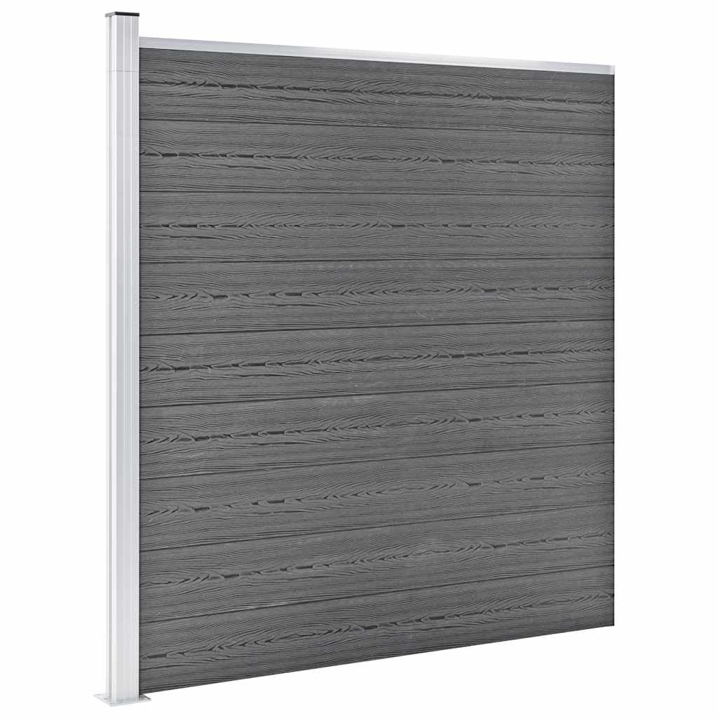 Grey WPC Garden Fence 1218x186 cm Modular Privacy Panels Set Durable Wood Plastic Composite Outdoor Screen Easy Assembly Backyard Security