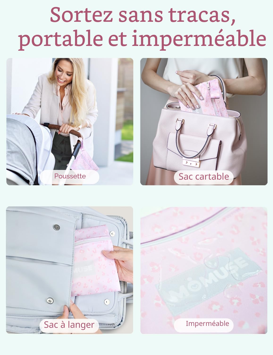 MOMUSE Coussinet Allaitement Organiques RéUtilisables, Paquet de 12, Tissu Ultra Doux & Absorption Rapide, Respirant, Lavable, Coussinets D'Allaitement Essentiel, Forme de Bonnet Invisible