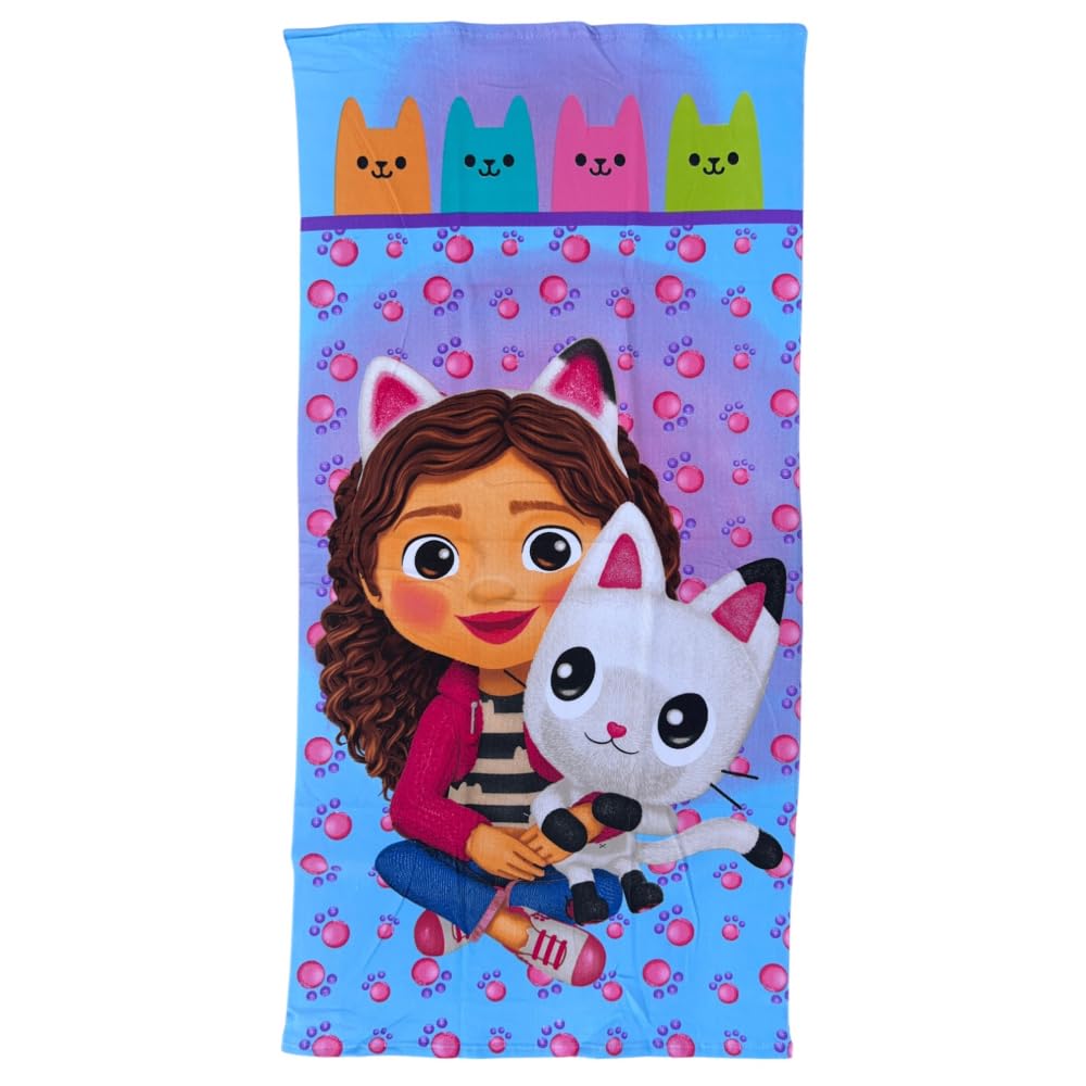 Cartoon Girls Gabby's Dollhouse Beach Towel Microfiber Polyester Kids 245Gsm Size 70X140cm Beach Pool