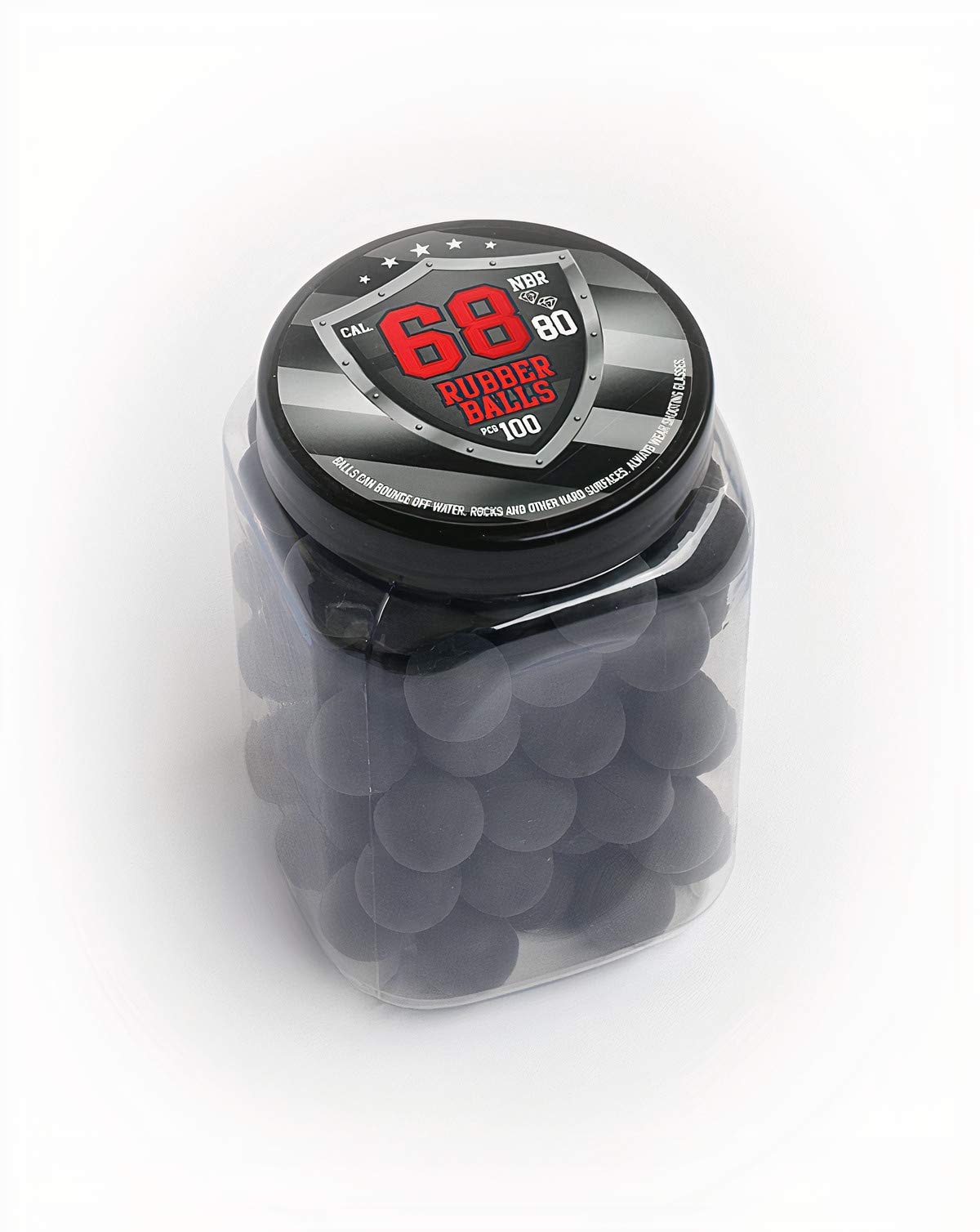 100 x Balles en Caoutchouc Dur de qualité supérieure 68 Cal. HDS T4E Paintball Shooting Self Home Defense Billes Calibre .68