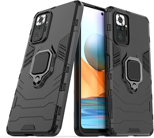 Compatible con Xiaomi Mi Redmi Note 10 Pro, Redmi Note10 Pro Max, soporte de agarre de anillo de metal a prueba de golpes (funciona con soporte