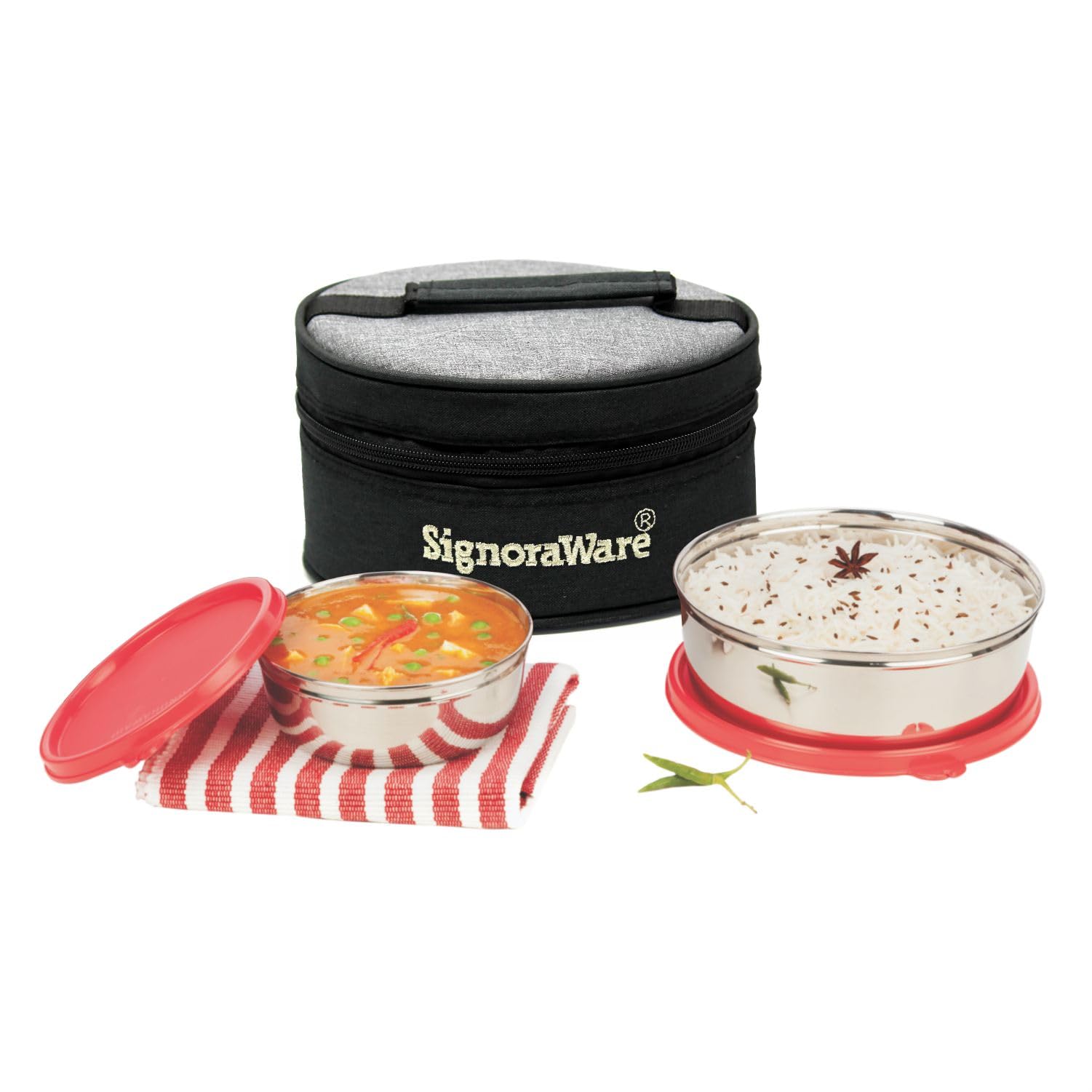 Signora Ware Stainless Steel Lunch Box Set - Red -1