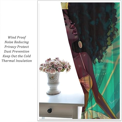 Miniatura 5 de Elegante cortina de mujer africana, sexy mujer negra afro niña, tratamiento de ventana opaca para niñas, mujeres, dormitorio, sala de estar, 21