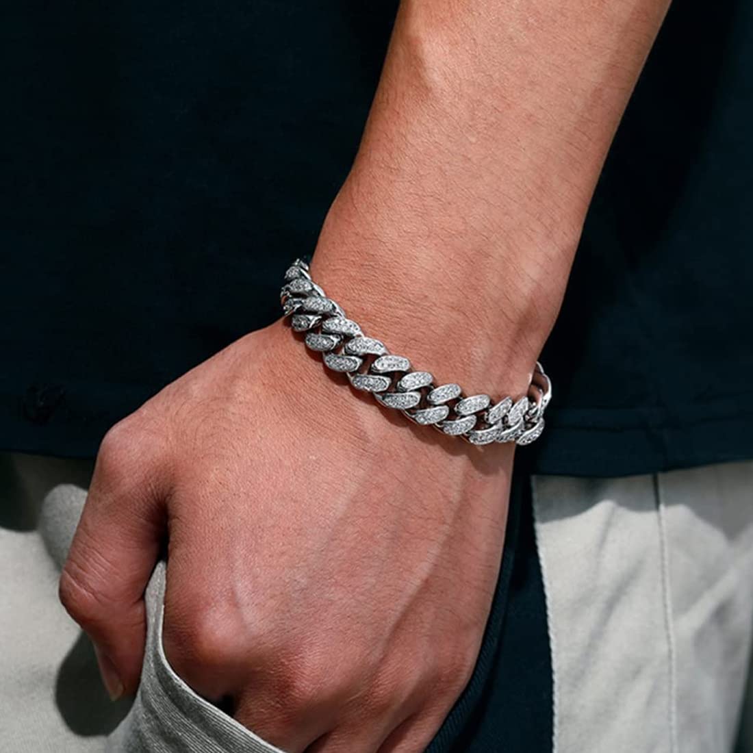 Dankadi Bracelet Cubain Massif 6MM en 925 Argent pour Homme, Miami Chaîne Cubaine Hip Hop 6.7 7 7.5 8 8.5 9 Bijoux de Cadeau Anniversaire pour Adulte Père, 6.7 inch, Argent sterling