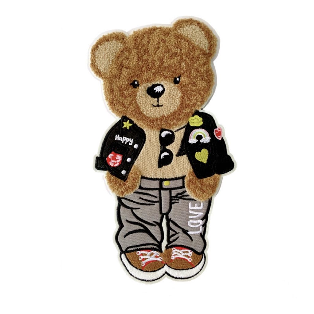 JRYYR 27cm*15cm Teddy Bear Patch,Applique Cartoon, Bear Chenille Patch Applique, Suitable for Decorative Clothing, Sweater, Home Textile, sew on