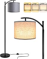 Vista 10 de Rottogoon - Lámpara de pie para sala de estar, lámpara de pie LED con 2 pantallas para dormitorio, incluye bombilla LED de 9 W - Negro