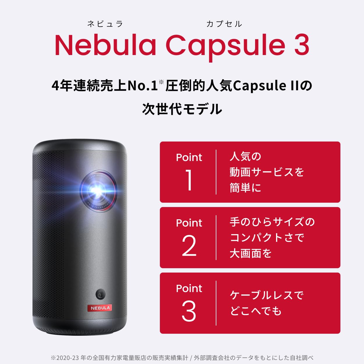 Amazon.co.jp: Anker Nebula Capsule 3 (Mobile Projector with Google