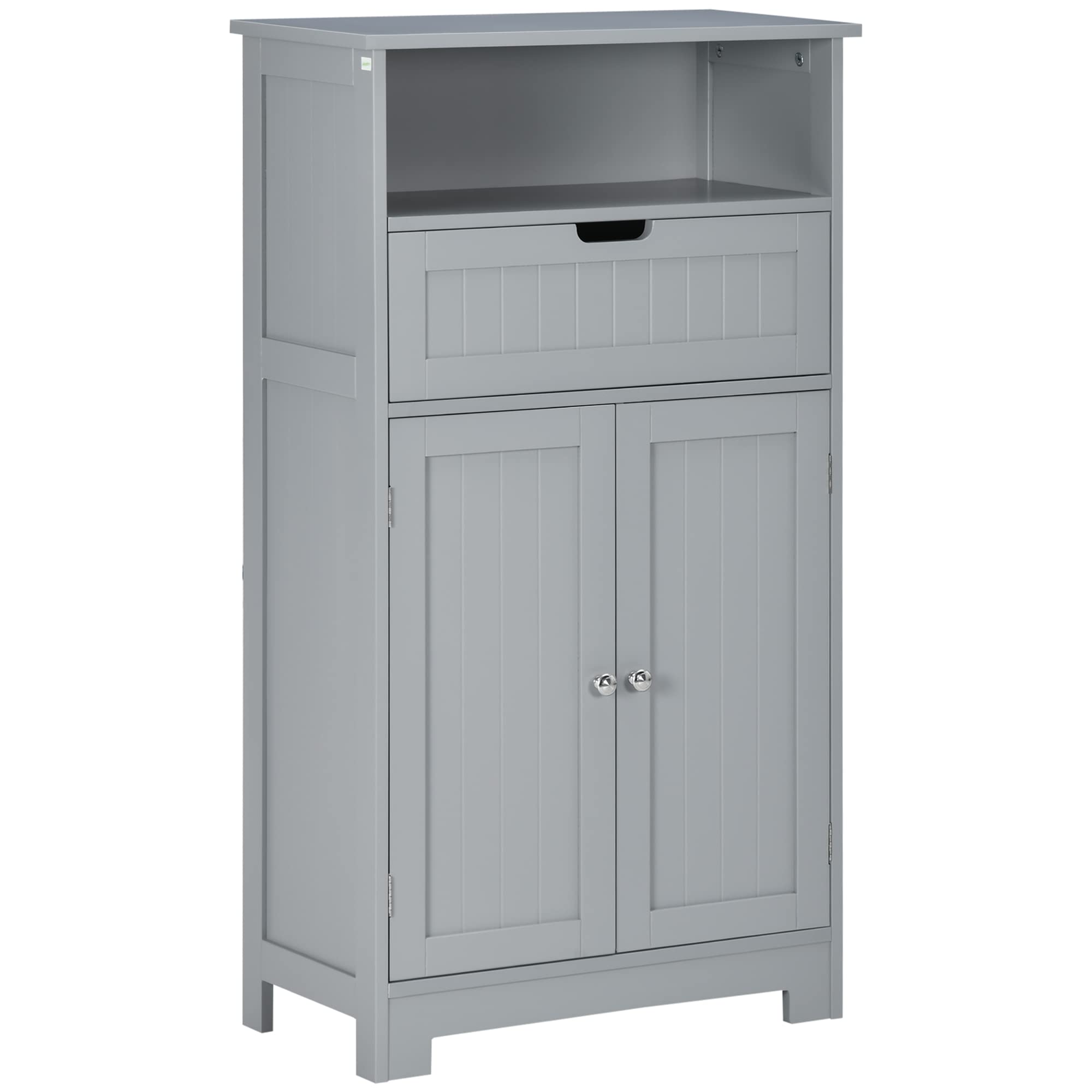 kleankin Bathroom Cabinet Organizer, Freestanding Small Storage Cabinet with Drawer and Adjustable Shelf for Living Room, or Entryway, Grey
