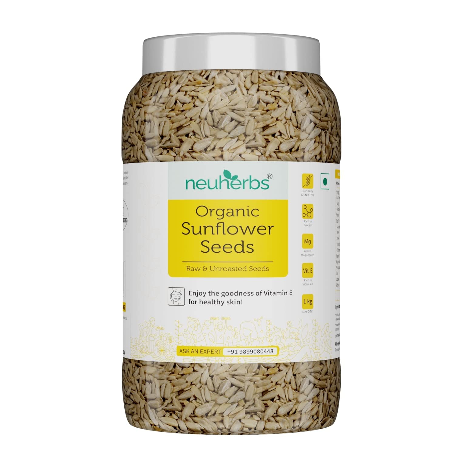 Neuherbs Raw Sunflower Seeds for Eating, High in Protein and Fiber & Gluten free : 1 KG (B08VNN9VZ9) Amazon Price History, Amazon Price Tracker