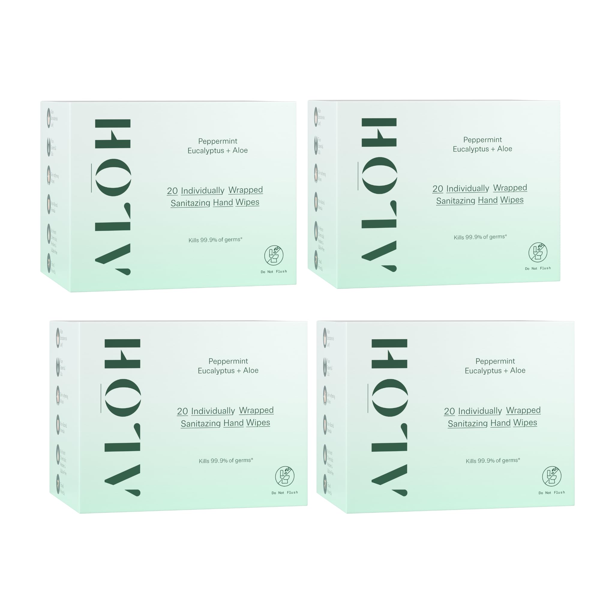 ALŌH Peppermint Eucalyptus + Aloe Hand Sanitizer Wipes Individually Wrapped — Amazon image 6