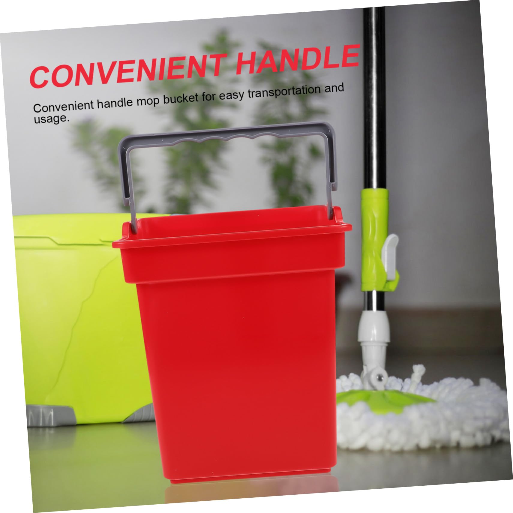 GALPADA Secchio Multiuso 4l in Plastica Robusta con Manico Portatile, Design Quadrato per Pulizie Domestiche, Ufficio e Scuola, Contenitore per Raccolta e Lavaggio Facile da Trasportare