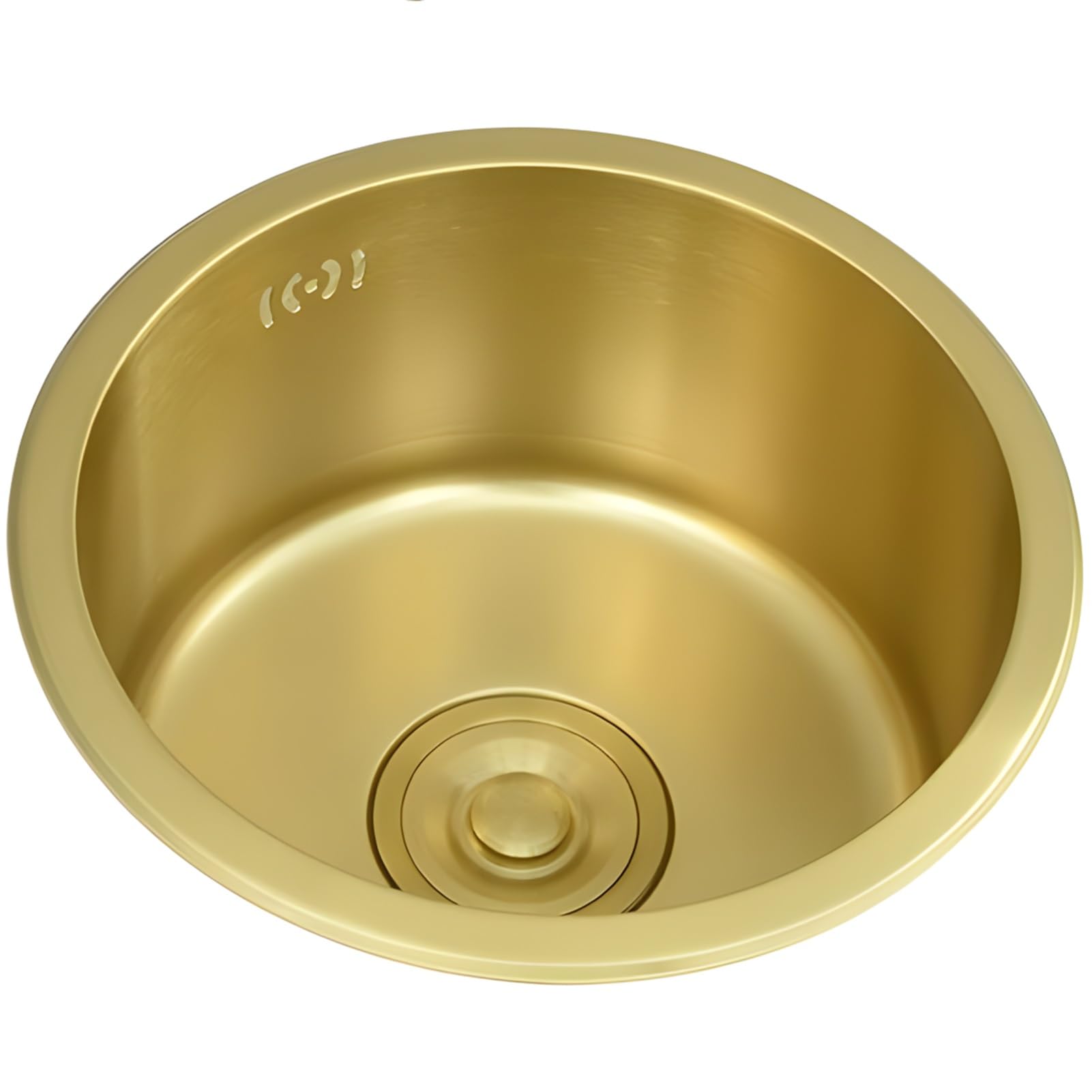 ZQFHSX Gold Stainless Steel Kitchen Sink Nano-Coated Single Bowl Drop-In/Undermount Installation Easy-Clean Handmade Prep 36x36cm Bar with Drain Kit - Modern Upgrade