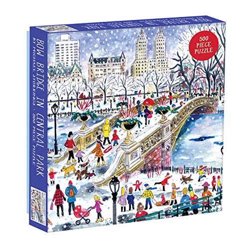 Galison 500 Piece Michael Storrings Bow Bridge in Central Park Jigsaw Puzzle for Adults and Families, New York City Puzzle with Central Park Scenery