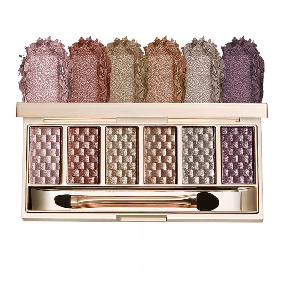 Neutral Metallic Glitter Eyeshadow Palette, 6 Colors Silver Rose Gold Bronze Sparkle Shades, Long-Lasting Blendable Shimmer Eye Makeup for Soft Glam Party Look, Makeup Gift for Women, Sombras de Ojos