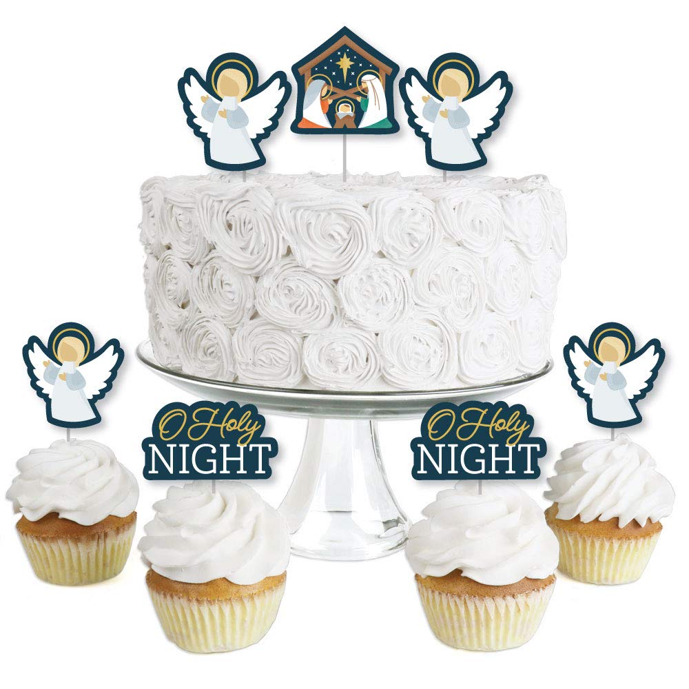 Big Dot of Happiness Holy Nativity - Dessert Cupcake Toppers - Manger Scene Religious Christmas Clear Treat Picks - Set of 24