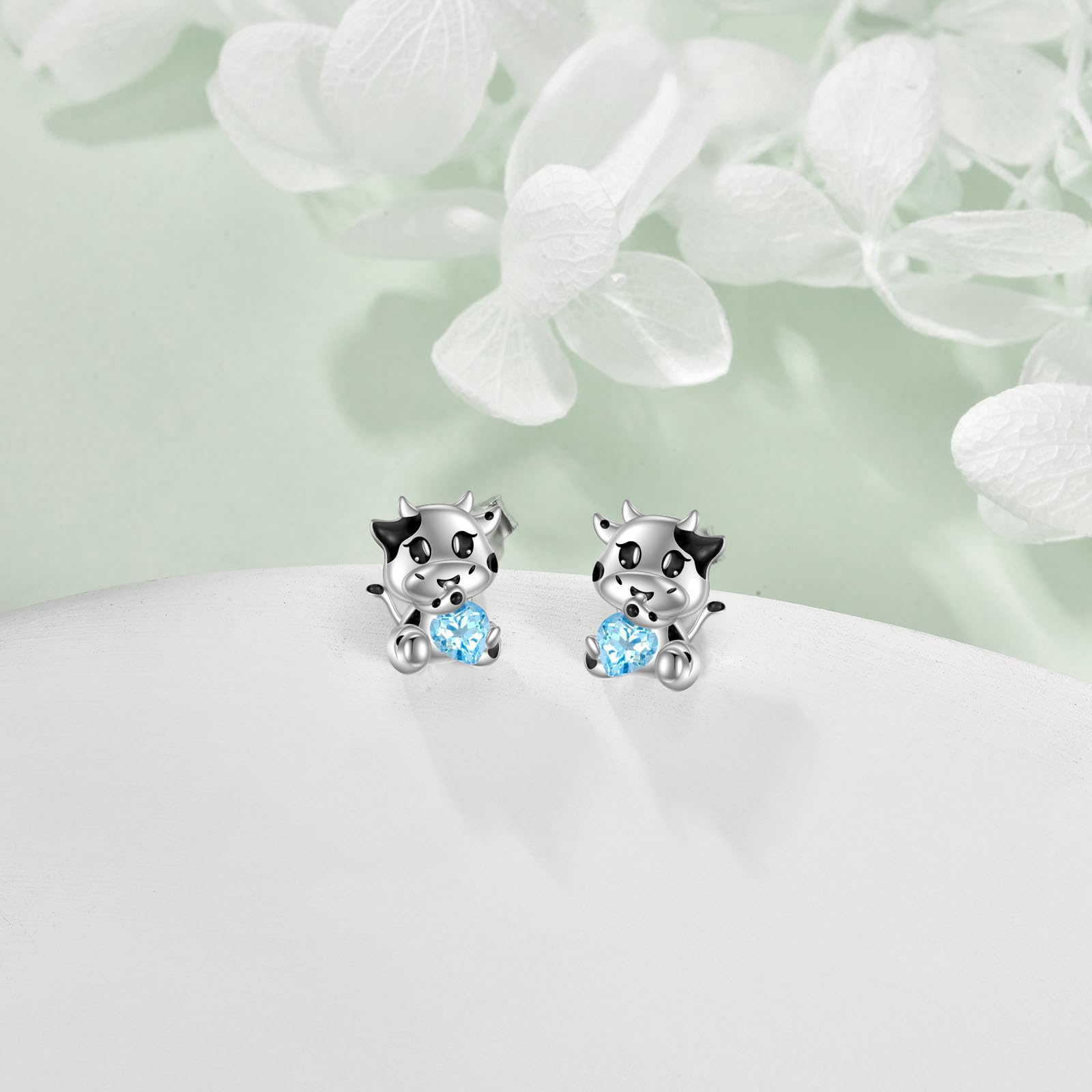 VONALA Pendientes de tuerca de plata de ley 925 con forma de cerdo, conejo, gato, vaca de las tierras altas, jirafa, hipopótamo, vaca lechera, león, pollo, corazón, lindos aretes de animales, joyería