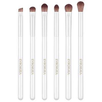 Eye Makeup Brush Set, 6 Pcs Professional Blending Eyeshadow Makeup Brushes for Concealer Eyebrows Eyeliner, Soft Hairs & Wood Handle... white 6pcs