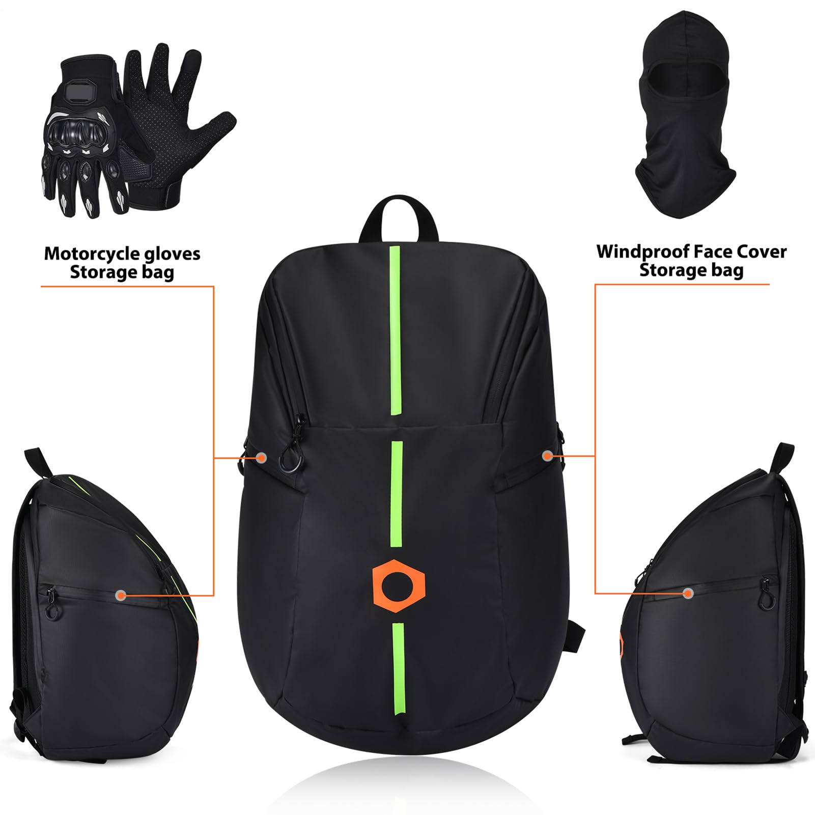 Zaino per moto - Borsa per porta casco impermeabile, zaino di capacità | Accessorio ideale per viaggi in moto, gite in bicicletta, trasporto sicuro in condizioni meteorologiche