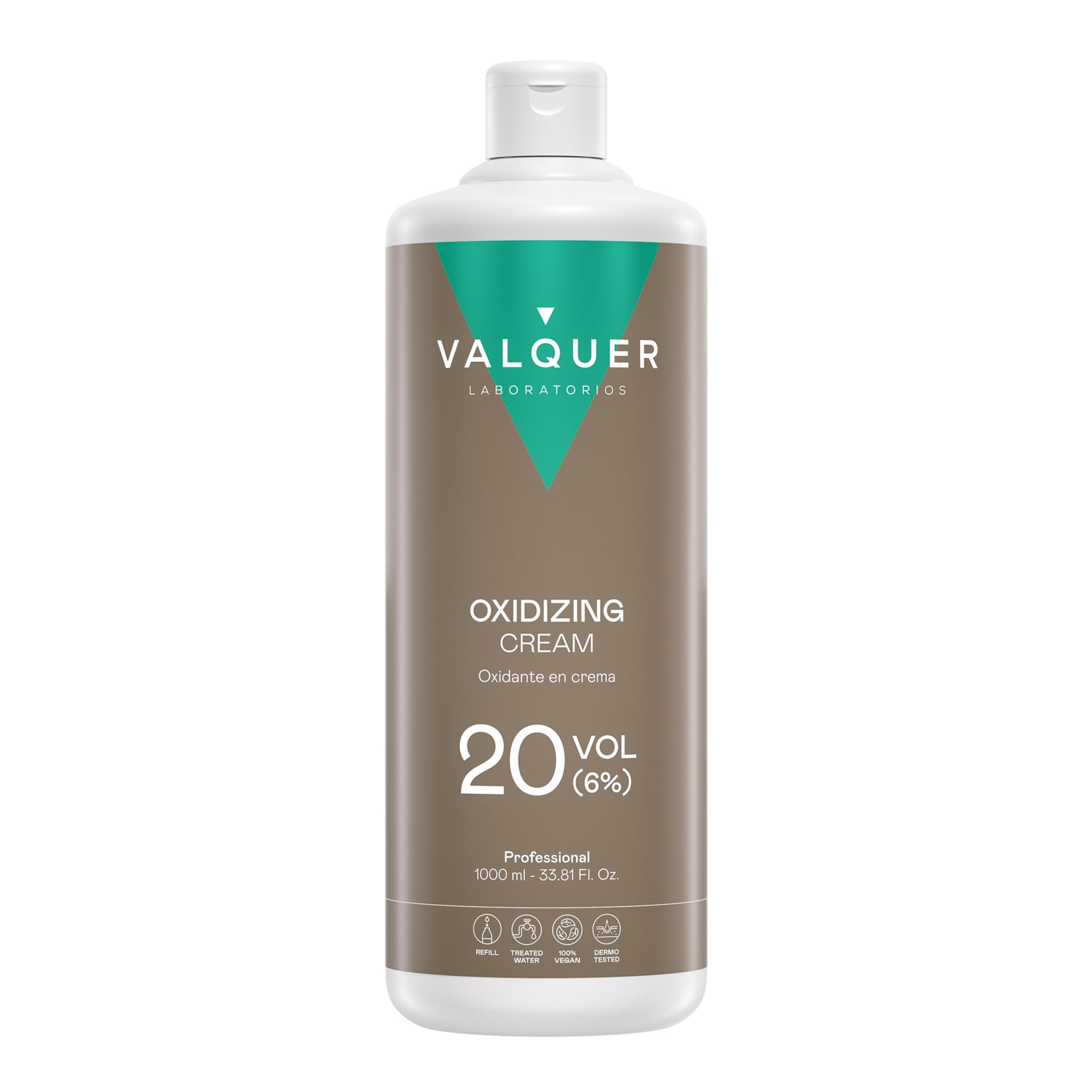 VALQUER Agua Oxigenada en Crema Estabilizada 20 Volúmenes 6% | Oxidante para Coloración Capilar Permanente y Decoloración | Vegano con Ingredientes de Origen Natural | Profesional | 1 L