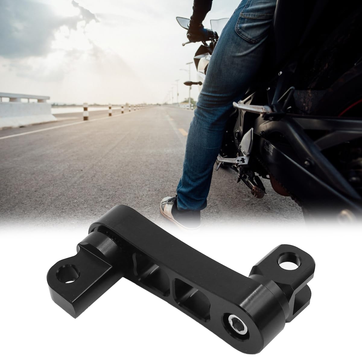 Ludom Repos-pieds réglables pour passager, montage sur autoroute, repose-pieds robustes et réglables à 360° pour motos de tourisme, Noir