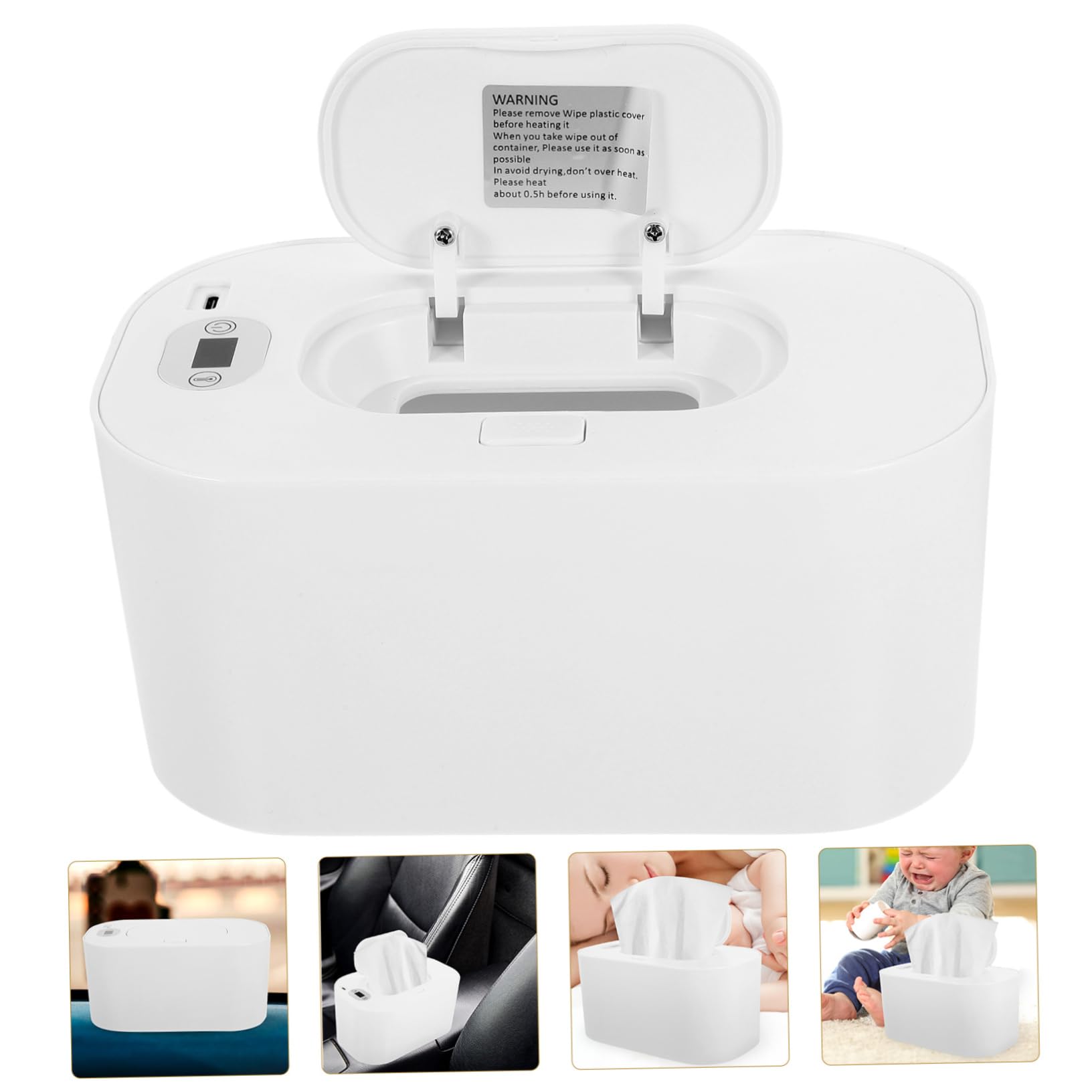 IWOWHERO Travel Wipe Warmer Baby Wet Tissue Heater Portable -Powered Pp Abs Material for New Parents