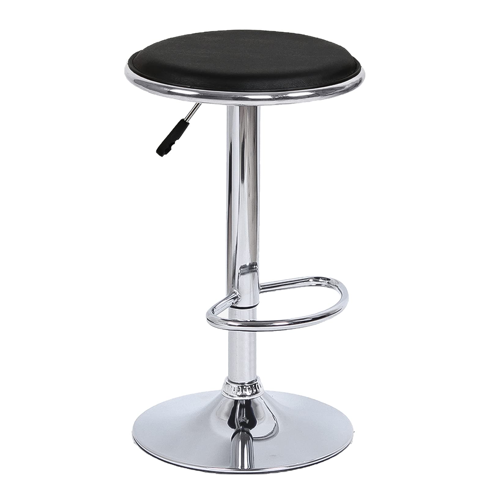 IUokLU Modern Round Swivel Bar Stool with Adjustable Height for Bar Counters Certified Air Rod Rotatable Seat Surface Sleek Design for Comfortable Sitting(Black-1 Size)