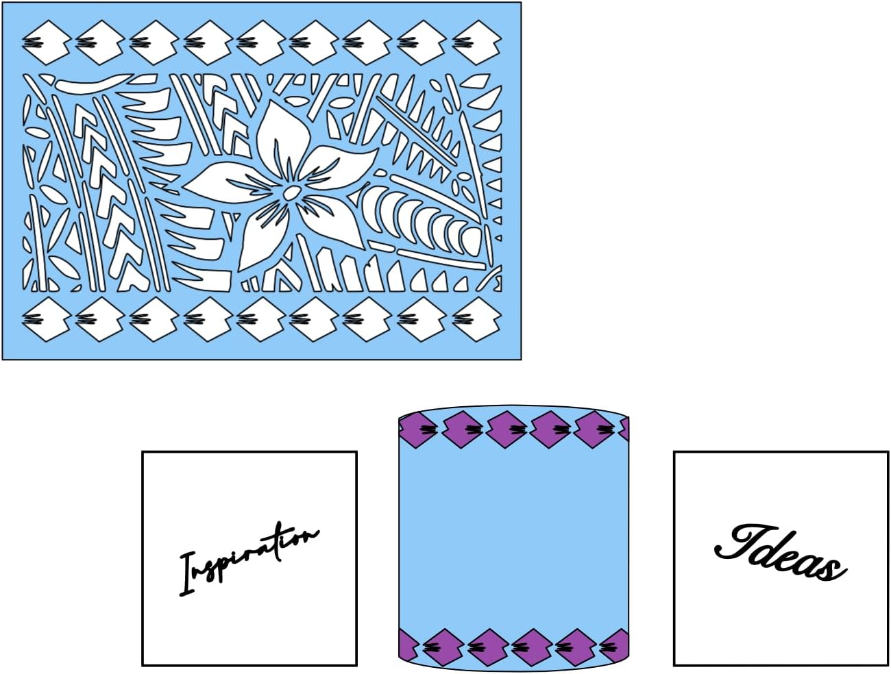 Polynesian Floral Delight Food Safe Template - Reusable Cake Decorating Stencil for Fondant, Buttercream & Icing - Professional Baking Tool for Cultural Celebrations & Themed Cakes